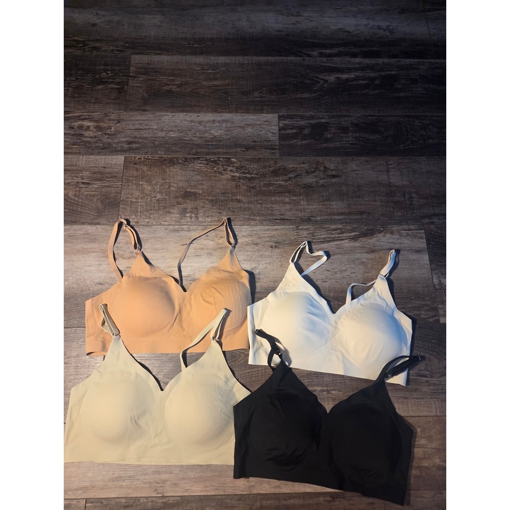 Seamless Wireless Bralette Set of 4 Adjustable Straps Neutral Colors Size L